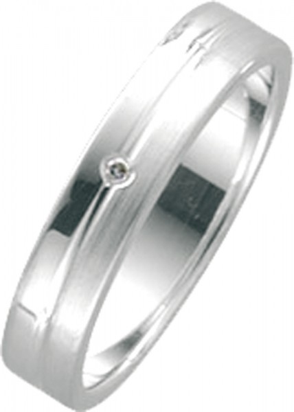Ring in Silber Sterlingsilber 925/- mit einem Brillanten 0,01ct W/SI, Breite 4mm, Stärke 1,4mm