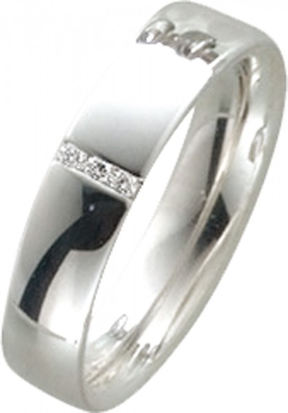 Ring in Silber Sterlingsilber 925/- mit 3 Brillanten 0,03ct W/SI,Ringgröße 54mm, Ringbreite 4,5mm, Ringstärke 1,8mm, mit hochglanz polierter Oberfläche