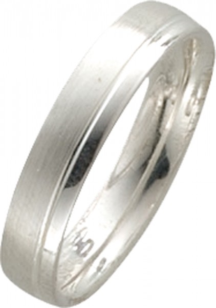 Ring in Silber Sterlingsilber 925/-, Ringgröße 62mm, Ringbreite 4,5mm, Ringstärke 1,7mm, Oberfläche teilweise mattiert und hochglanz poliert.