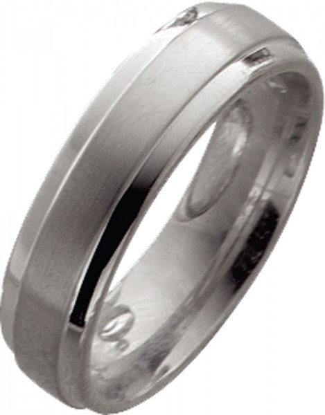 Ring in Silber Sterlingsilber 925/-, Ringgröße 59mm(19), Ringbreite 6mm und Ringsärke 2mm. Mittig Steg mit mattierter Oberfläche, mit abgesetzten Außenfugen hochglanz poliert
