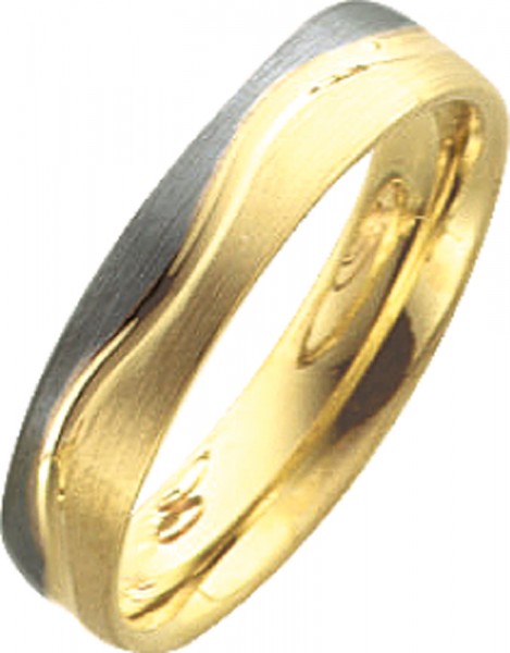 Ring in Silber Sterlingsilber 925/- teilweise vergoldet in Ringgröße 62mm(20), Ringbreite 4mm und Ringstärke 1,6mm, Oberfläche mattiert, mit wellenförmiger Fuge vergoldet, hochglanz poliert.