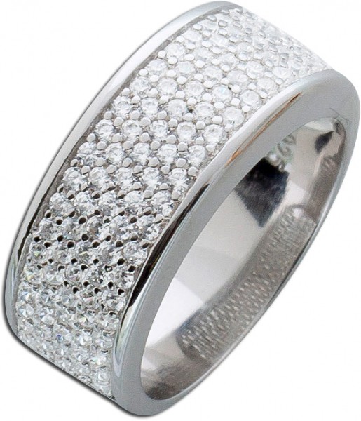 Zirkoniaring Sterling Silber 925 weiße Zirkonia rhodiniert hochglanzpoliert Memoire Ring