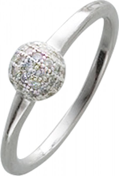 Ring in Silber Sterlingsilber 925/-, poliert, mit 30 funkelnden Zirkonia besetzt im  Diamant-Look, Der Ring hat eine gleichbleibende Ringschiene Breite 1,5mm, Stärke 1,3mm, Ringkopf 5mm. Ein sehr schöner Ring in absoluter Premiumqualität zum unglaublich g