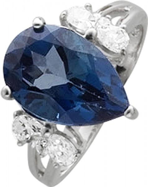 Ring in Silber Sterlingsilber 925/- meerblauer London Blue Topas, weise Topase