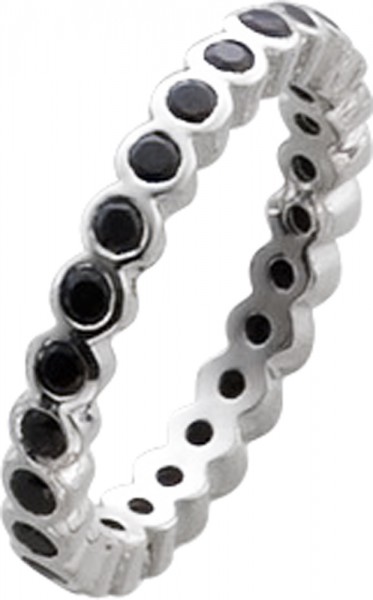 Ring in Silber Sterlingsilber 925/- rundumgefasst 23 schwarze Onyxsteine in 16 – 20 mm
