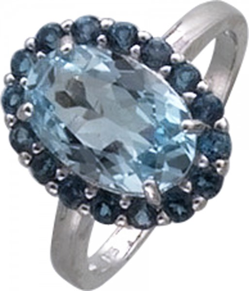 Ring Silber Sterlingsilber 925/- mit echtem Blautopas in verschiedenen Farbtönen