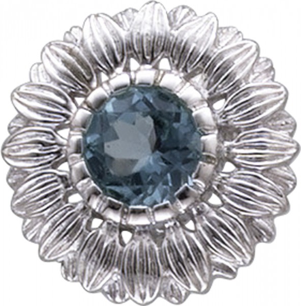 Ring Silber Sterlingsilber 925/- mit echtem Blautopas und einer ruthenierten Blüte