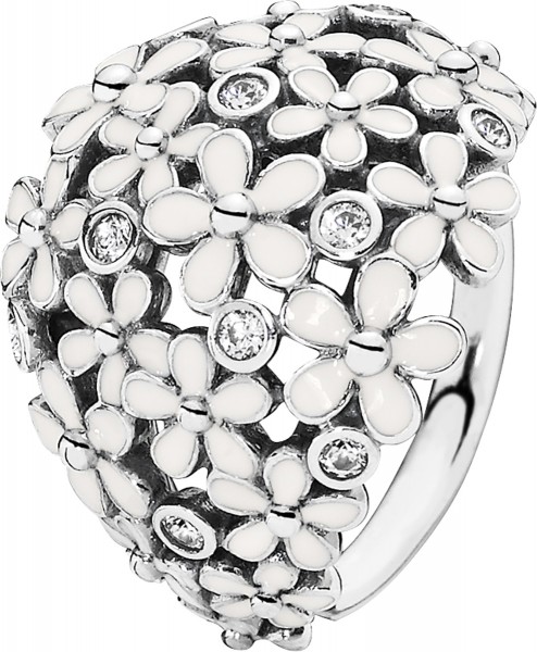 PANDORA Ring 190936EN12 Liebliche Gänseblümchen-Wiese Silber Sterlingsilber Zirkonia Emaille weiß