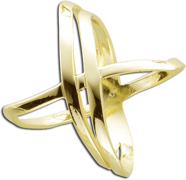X Ring Silber 925 vergoldet Damenring Silberschmuck
