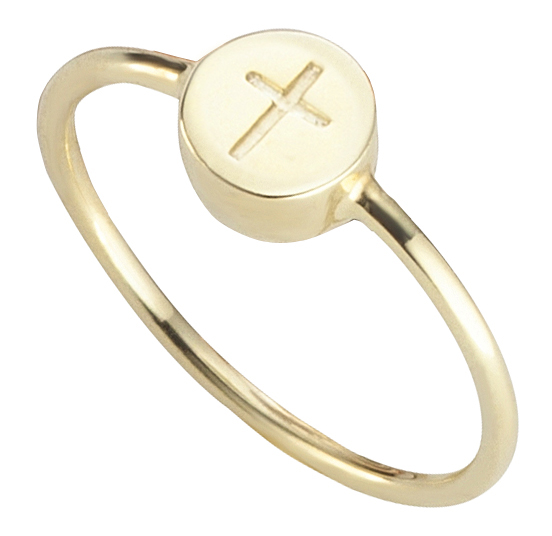 CAI love Sign in Ring Sterling Silber 925 gelbvergoldet mit Kreuz Symbol