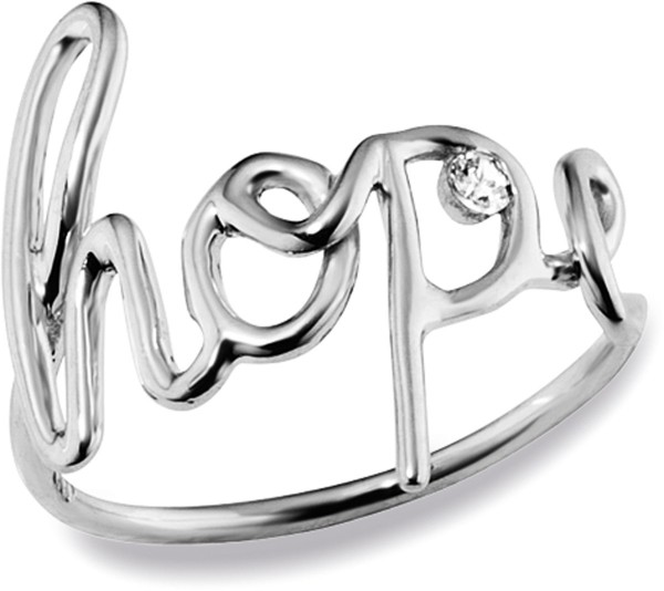 CAI love Give me some…Ring Sterling Silber 925 rhodiniert mit klarem Zirkonia Hope Schriftzug