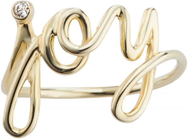 CAI love Give me some…Ring Sterling Silber 925 gelbvergoldet mit Zirkonia und Schriftzug – Joy