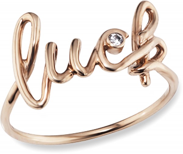 CAI love Give me some…Ring Sterling Silber 925 rosévergoldet mit Zirkonia und Schriftzug – Luck