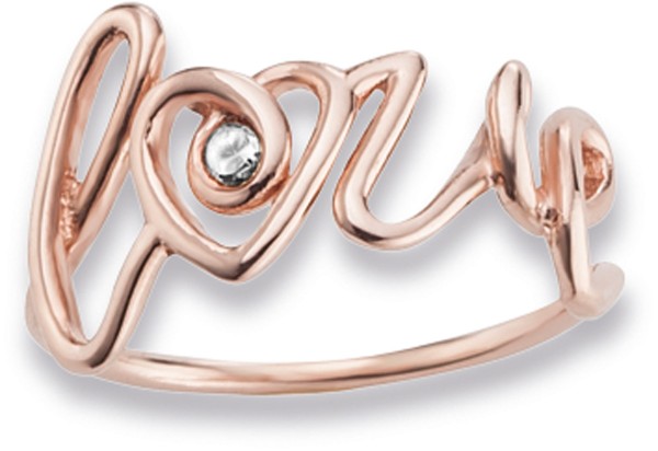 CAI love Give me some…Ring Sterling Silber 925 rosévergoldet mit Zirkonia und Schriftzug – Love