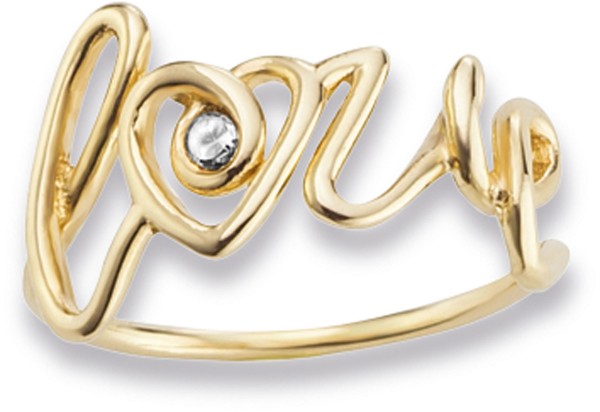 CAI love Give me some…Ring Sterling Silber 925 gelbvergoldet mit Zirkonia und Schriftzug – Love