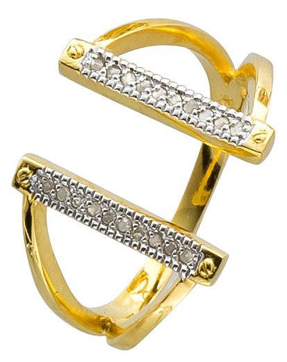 Offener Ring Sterling Silber 925 vergoldet Diamanten