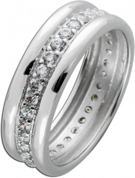 Silberring Memoire Ring weißen Zirkonia Silber 925 Damenring