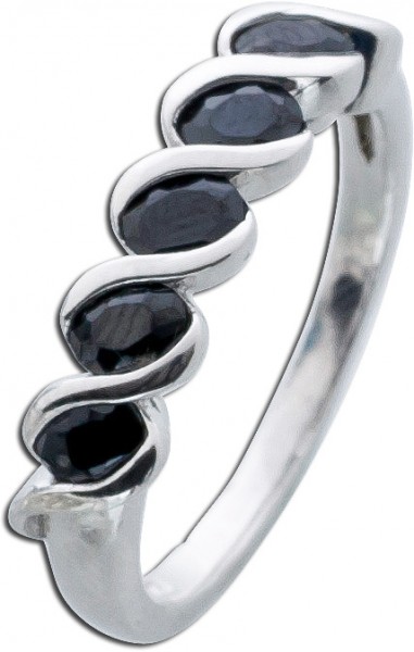 Ring Sterling Silber 925 rhodiniert schwarze Zirkonia Memoire Ring