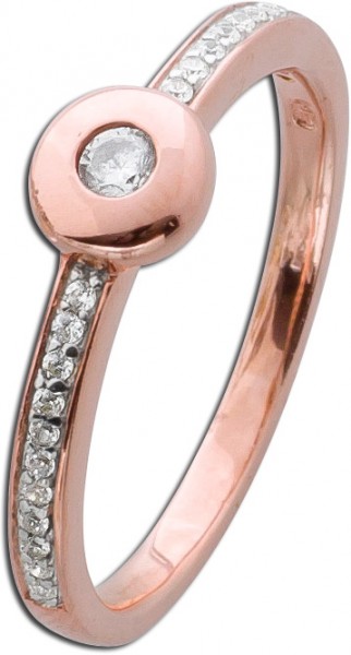 Memoire Ring Ansteck- Vorsteckring Zirkonia Ring Damen Silber rose vergoldet Silber 925 klare weisse Zirkonia