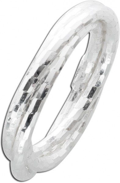 Silberring Sterling Silber 925 3-teilig gehämmert diamantiert