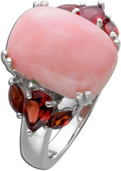Edelstein Ring rot-pink Silber 925 pinker Opal rote Granate