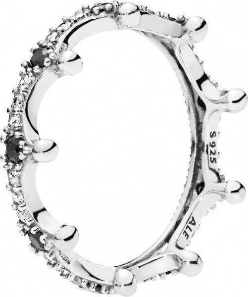 PANDORA SALE Ring 197087NCKMX Enchanted Crown Silber 925 schwarze Kristalle klare Zirkonia Krone