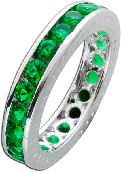 dunkel grüner Memoire Ring Alliancering Silber 925 Smaragd Zirkonia Vorsteckring