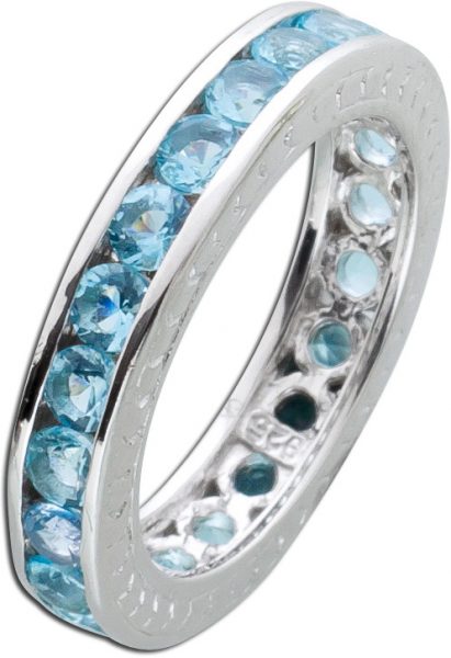 Memoire Ring Alliancering hellblau Silber 925 Blautopas Zirkonia Vorsteckring