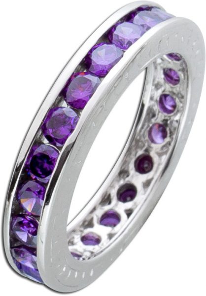 violetter Memoire Ring Alliancering Silber 925 lila Amethyst Zirkonia Vorsteckring