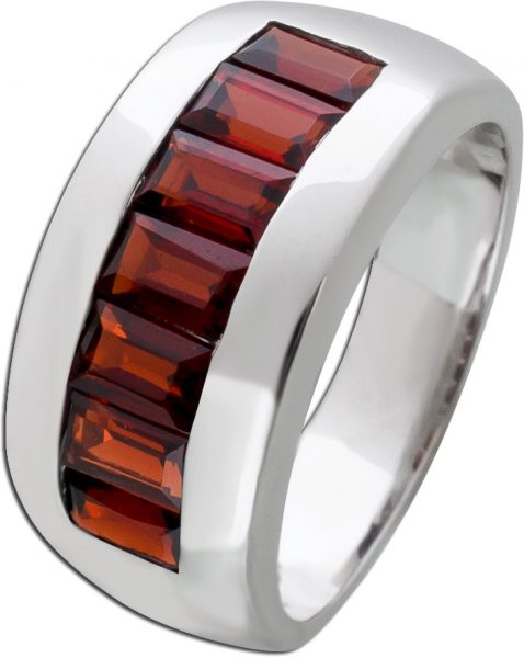 Silberring Edelstein rot Ring Silber 925 Granat Memoire