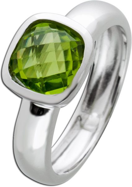 Silberring Edelstein grün Ring Silber 925 Peridot Solitär