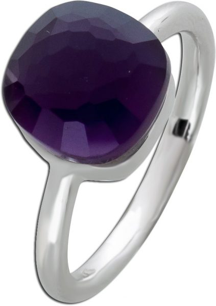 Silberring Perlmutt Ring Silber 925 lila Zirkonia Toyo Yamamoto