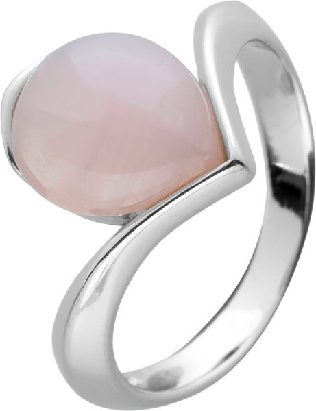 Rosenquarz Edelstein Ring Silber 925 rosa Tropfen Cabochon 17-20mm