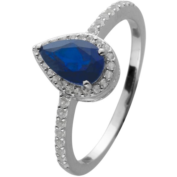 Ring Silber 925 mit blauen und weißen Saphir Edelsteinen