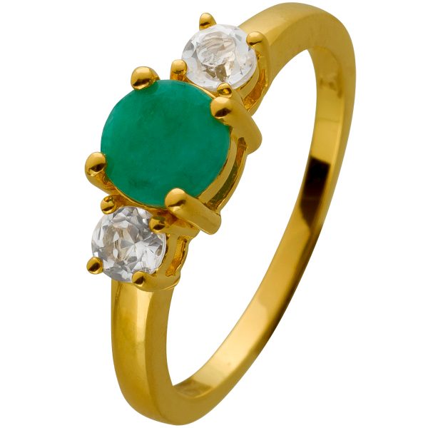 Ring Silber 925 vergoldet mit einem Smaragd und 2 Topas Edelsteinen