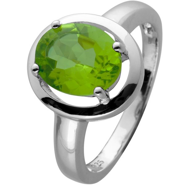 Ring Silber 925 mit einem grünen Peridot Edelstein Cirka 3ct