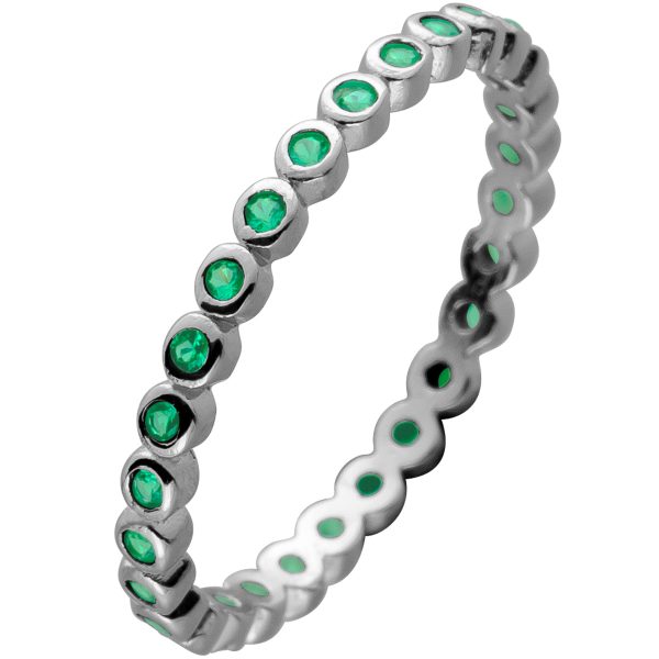 Memoire Alliance Ring Silber 925 mit 28 Smaragd grün farbenen Zirkonia