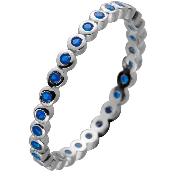 Memoire Alliance Ring Silber 925 mit 28 Saphir blau farbenen Zirkonia Steinen