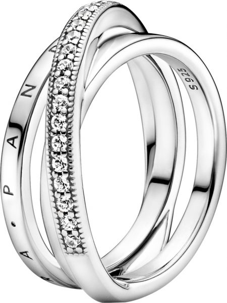 Pandora Ring 199057C01 Crossover Pave Triple Band Silber 925