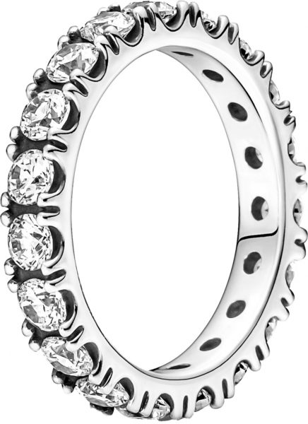 Pandora Ring 190050c01 Sparkling Row Eternity Sterling Silber 925 funkelnde Zirkonia Memoire Alliance Ring Iced out
