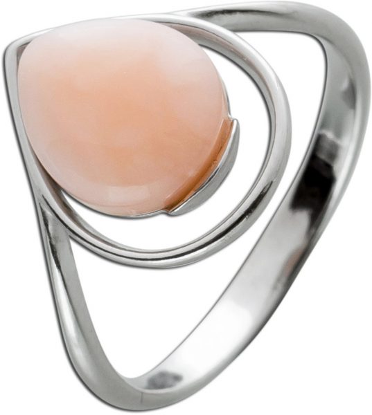 Ring pinker Opal Silber 925 Cabochon 9x8mm, Ringkopf 13x11mm