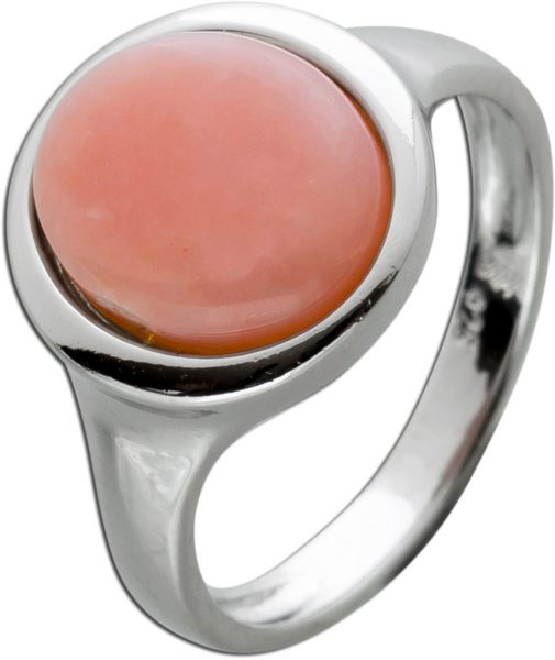 Ring pink Opal Silber 925 Cabochon 12x10mm, Ringkopf 14x13mm