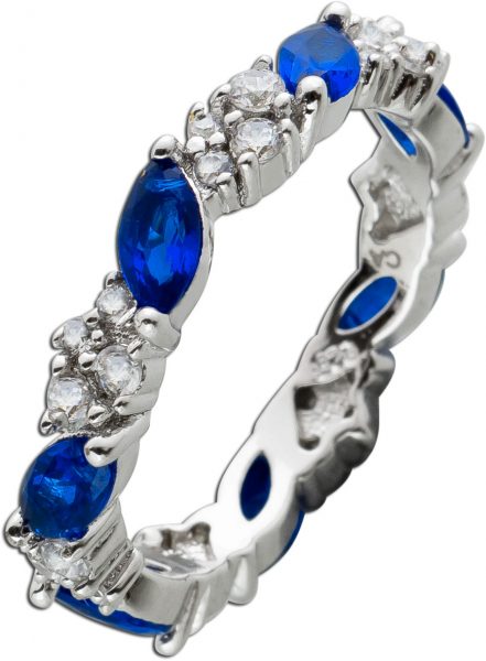 Memoire Alliance Ring Silber 925 blau und weiß Zirkonia rundum gefasst