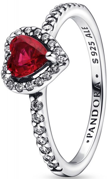 Pandora Ring Elevated Heart 198421C02 Silber 925 roter Kristall klare Zirkonia