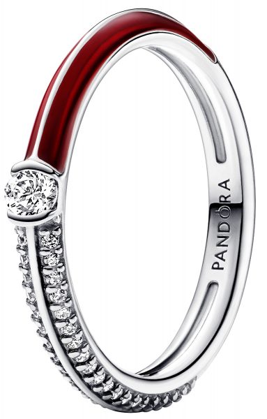 Pandora Ring Pavé & Red Dual 192528C01Silber 925 Rote Emaille Zirkonia