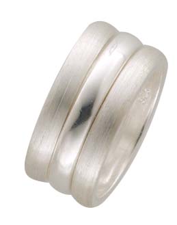 3-teiliges Ringset aus echtem Silber Sterlingsilber, zwei sandmattierte Ringe und ein hochglanzpolierter Ring, jeder Ring ist ca. 3,0 mm breit und 2,0 mm stark in der Größe 18 mm erhältlich. Die Ringe sind zusamen oder einzeln tragbar. Durch die schmale R