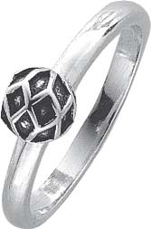 Ring aus Silber Sterlingsilber 925/- mit einer Silberkugel (Ø ca. 6,6 mm), teilweise schwarz rhodiniert, gleichbleibende Ringschiene: ca 2,6 mm breit und 1,6 mm stark, in Größe 16 mm errhältlich. Die schmalle Ringschiene ist besonders gut dafür geeignet d