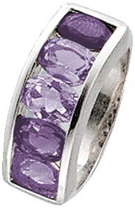 Ring aus Silber Sterlingsilber 925/- besetzt mit 5 lila Zirkonia. Schnäppchenpreis für Spitzenqualität aus dem Hause Abramowicz seit 1949, aus Stuttgart