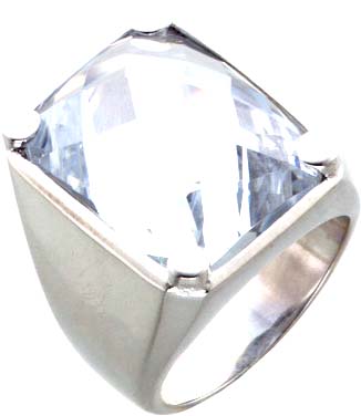 Ring aus Silber Sterlingsilber 925/- besetzt mit einem Zirkon, Ringkopfgröße: 21,8 mm x 19,3 mm, erhältlich in 16-20 mm