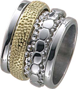 4-teiliges Ringset echtem Silber Sterlingsilber 925/- ein Ring, zwei Aufsätze einzeln tragbar, die über den Ring aufsteckbar 15,5 mm